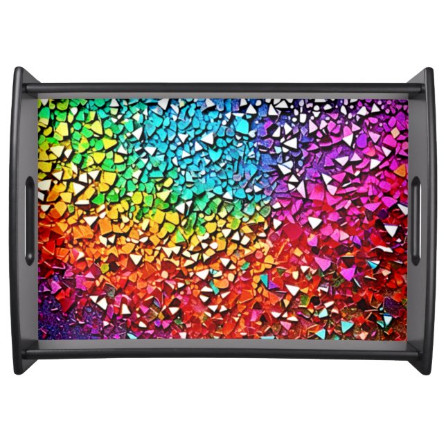Rainbow Fragment Mosaic Serving Tray (Front)