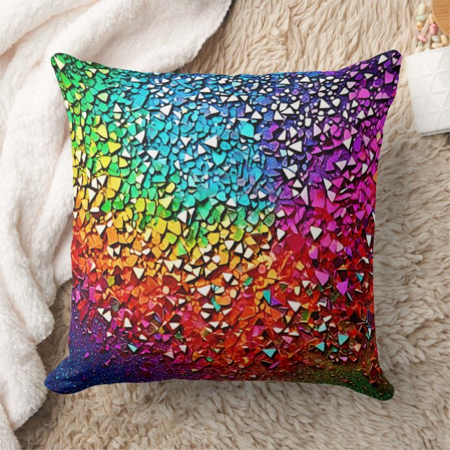 Rainbow Fragment Mosaic Throw Pillow (Blanket)