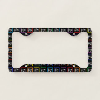 Rainbow Framed Musical Squares Black License Plate Frame