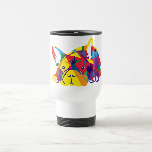Rainbow French Bulldog Travel Mug (Center)