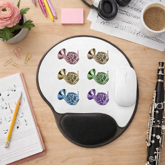 Rainbow French Horn Brass Instrument Gel Mouse Pad
