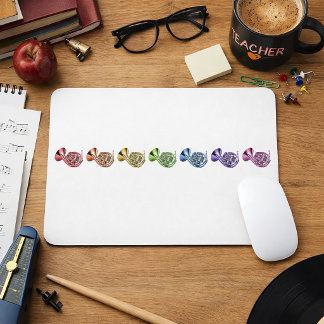 Rainbow French Horn Colorful Brass Instrument Mouse Pad