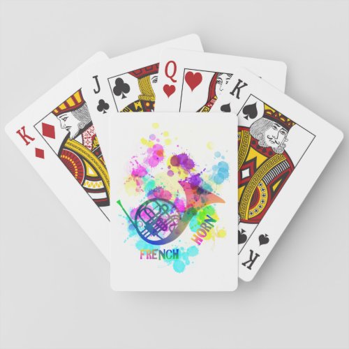 Rainbow French Horn Music Themed Poker Cards