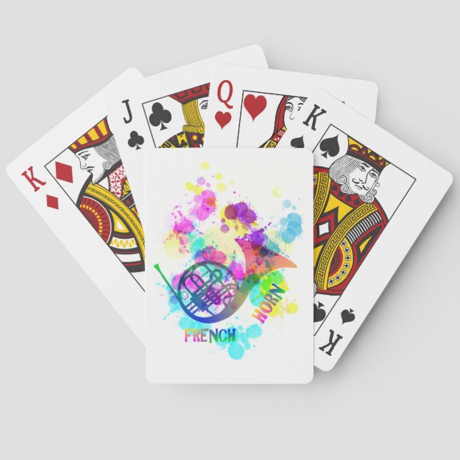 Rainbow French Horn Music Themed Poker Cards (Back)