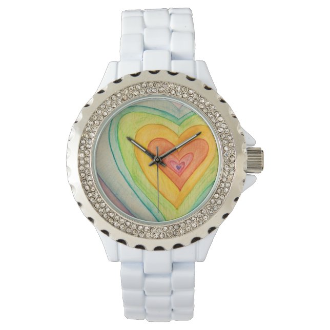 Rainbow Friendship Hearts Custom Watch Design (Front)