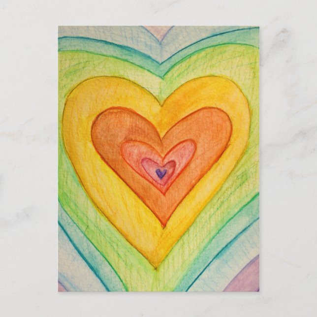 Rainbow Friendship Hearts Postcards or Cards (Front)