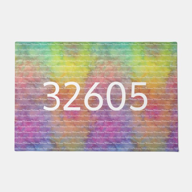 [Rainbow Frost] Multi-Colored Tie-Dye Welcome Doormat (Front)