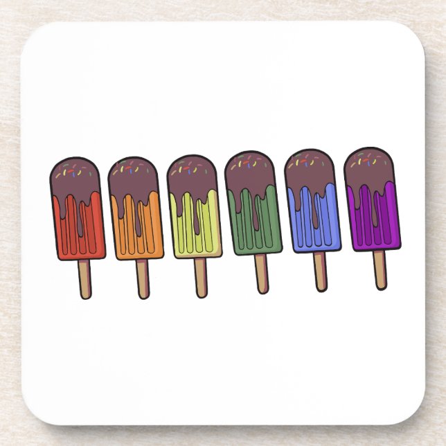 Rainbow Frozen pop Parade Beverage Coaster (Front)