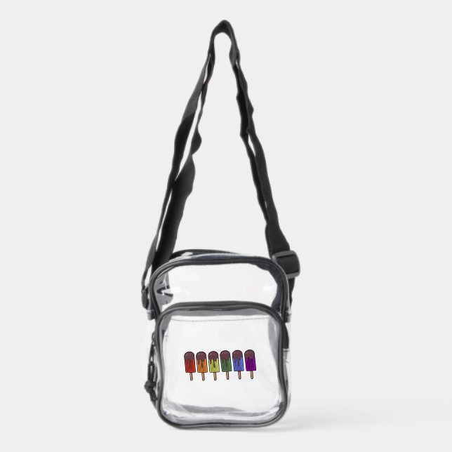 Rainbow Frozen pop Parade Clear Crossbody Bag (Front)