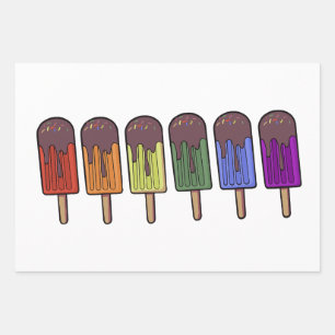Rainbow Frozen pop Parade Wrapping Paper Sheets