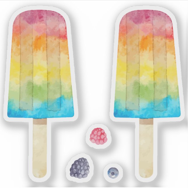 Rainbow frozen rainbow fruit juice bat set sticker (Front)
