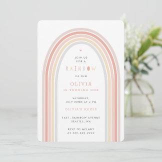 Rainbow Fun Kid's birthday party Muted Invitation