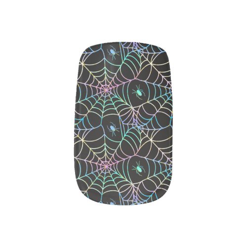 Rainbow Funky Spider Web Halloween Design Nails Minx Nail Art