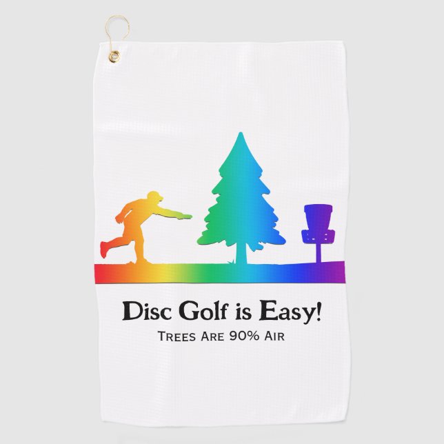 Rainbow Funny Disc Golf Putting Tree obstacle  Golf Towel (Front)