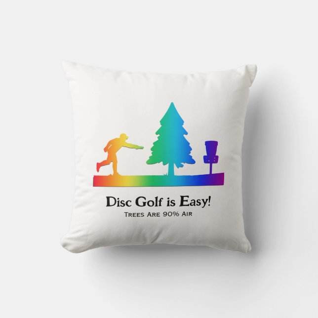 Rainbow Funny Disc Golf Putting Tree obstacle  Throw Pillow (Front)