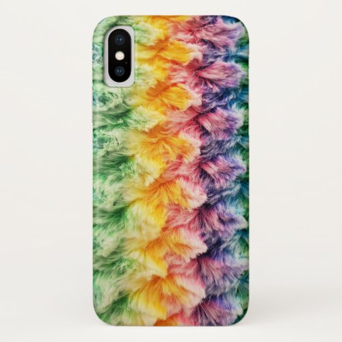 rainbow fur iPhone x case