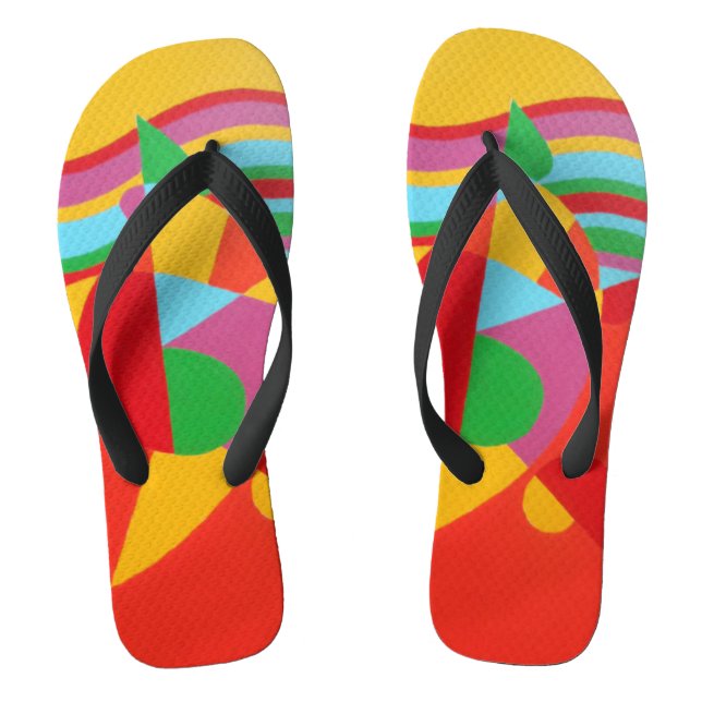 Rainbow Fusion Abstract Flip Flops (Footbed)