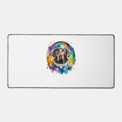 Rainbow Galaxy Astronaut Chocolate Labrador   Desk Mat