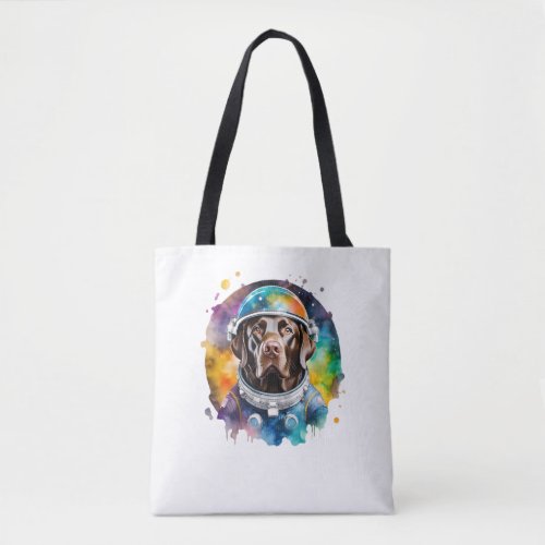 Rainbow Galaxy Astronaut Chocolate Labrador   Tote Bag