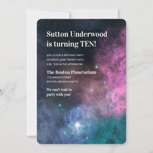 Rainbow Galaxy Birthday Invitation