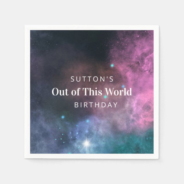 Rainbow Galaxy Birthday Napkins (Front)