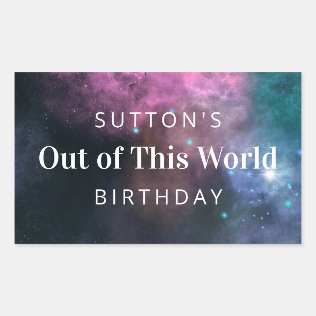 Rainbow Galaxy Birthday Rectangular Sticker (Front)