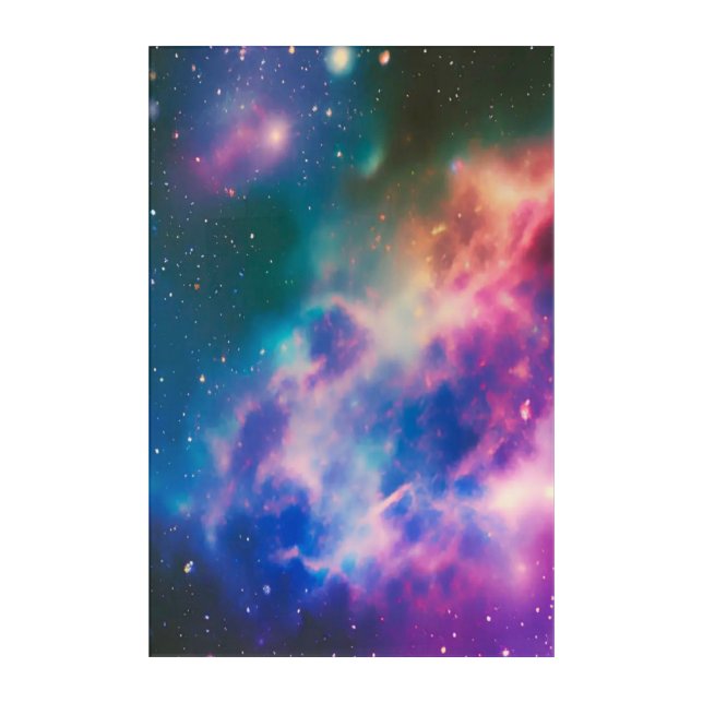 Rainbow Galaxy Blooming Acrylic Wall Art (Front)