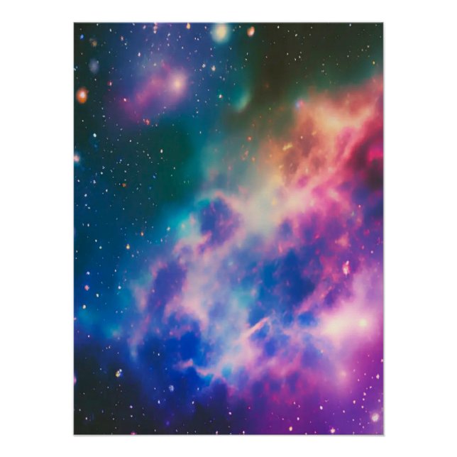 Rainbow Galaxy Blooming Glossy Poster (Front)