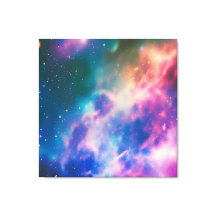 Rainbow Galaxy Blooming Stretched Canvas Print