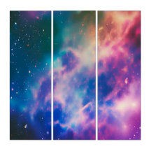 Rainbow Galaxy Blooming Triptych