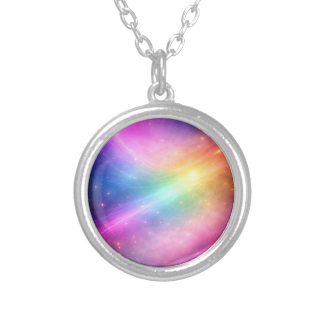 Rainbow Galaxy Round Necklace (Front)