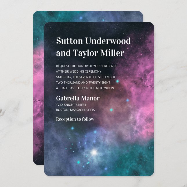 Rainbow Galaxy Wedding Invitation (Front/Back)