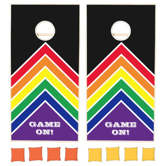 Rainbow Game on! Cornhole Set - Chevron Stripes (Set)
