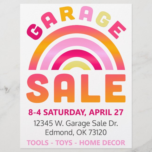 Rainbow Garage Sale Flyer Template (Front)