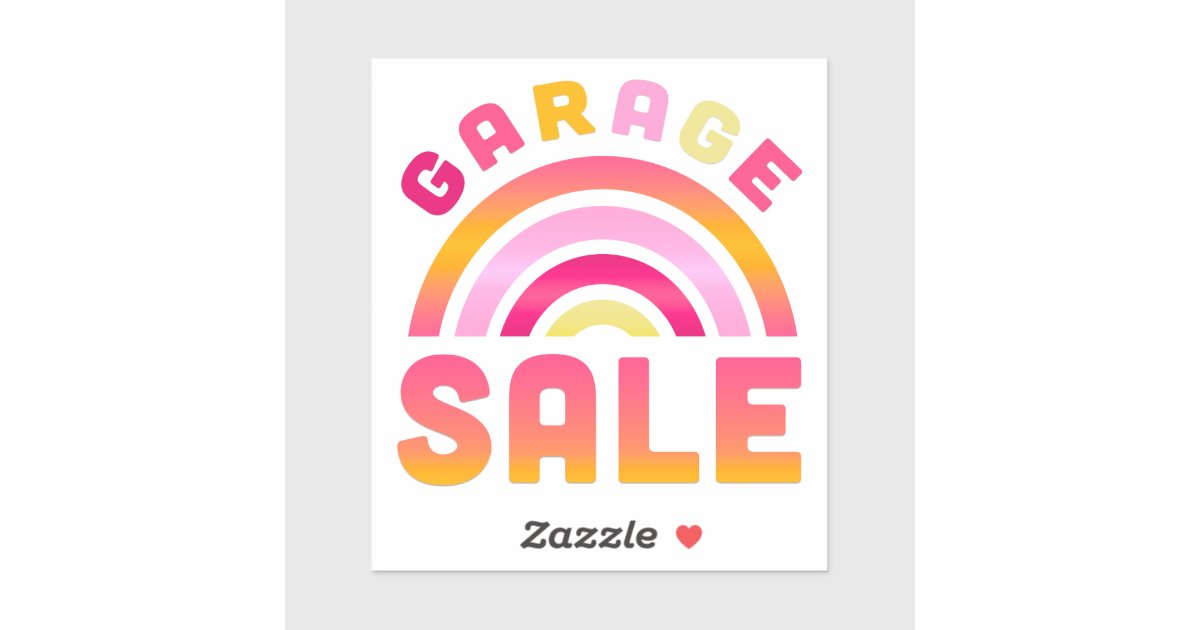 Rainbow Garage Sale Sticker Zazzle