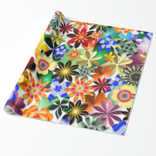 Rainbow Garden Art Deco Flowers Wrapping Paper