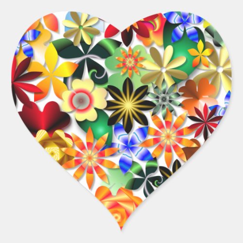 Rainbow Garden Heart Sticker