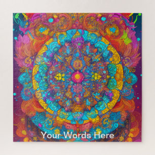 Rainbow Garden Neon Psychedelic Nature Jigsaw Puzzle