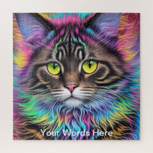 Rainbow Garden Neon Psychedelic Wildlife Nature Jigsaw Puzzle