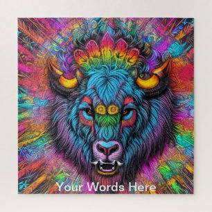 Rainbow Garden Neon Psychedelic Wildlife Nature Jigsaw Puzzle