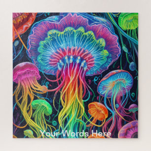 Rainbow Garden Neon Psychedelic Wildlife Nature Jigsaw Puzzle