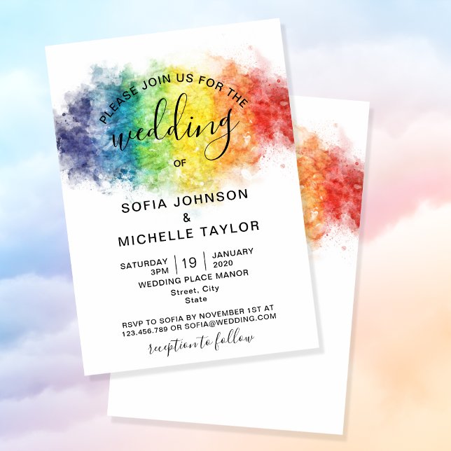 Rainbow Gay and Lesbian Pride Mrs & Mrs Invitation (Creator Uploaded)