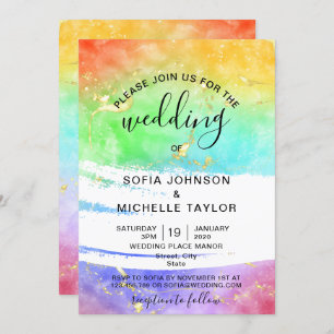 Rainbow Gay and Lesbian Pride Mrs & Mrs Invitation
