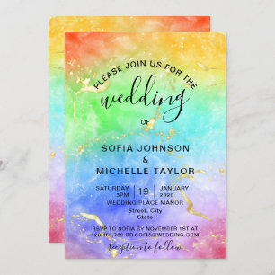 Rainbow Gay and Lesbian Pride Mrs & Mrs Invitation