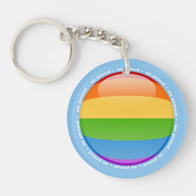 Rainbow Gay Lesbian Pride Bubble Flag Keychain (Front)