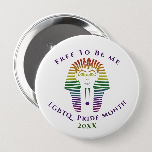 Rainbow Gay LGBTQ Pride Month Free To Be Me Button (Front & Back)
