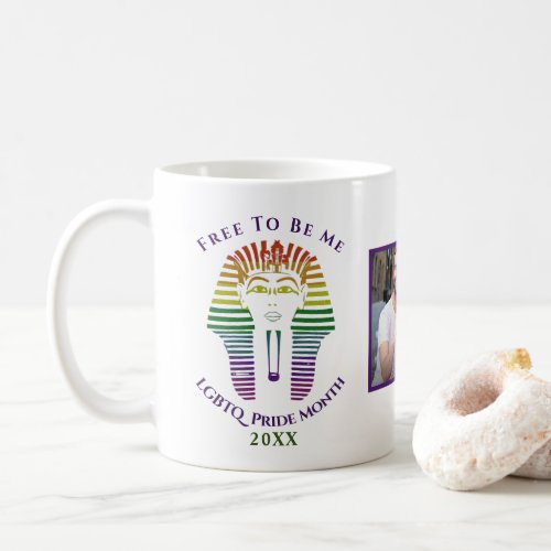 Rainbow Gay LGBTQ Pride Month Free To Be Me Photo Coffee Mug