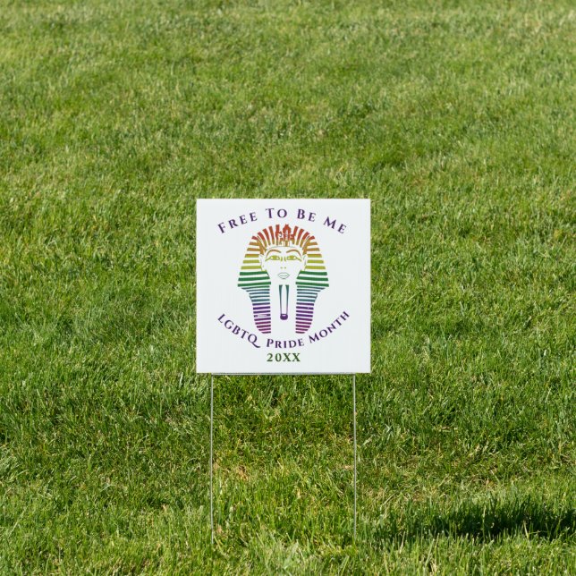 Rainbow Gay LGBTQ Pride Month Free To Be Me Sign (Insitu)