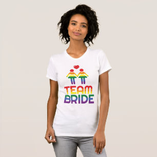Rainbow Gay Marriage T-Shirts For Women Team Bride