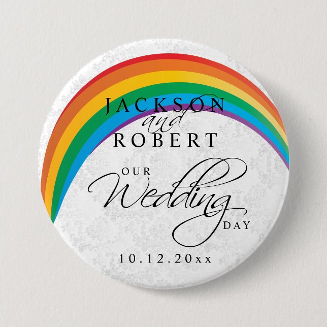 Rainbow Gay - Our Wedding Day Button (Front)